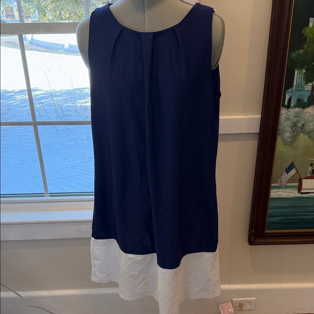 Jude Connally sleeveless Navy and White Dress orig $248 travel dress